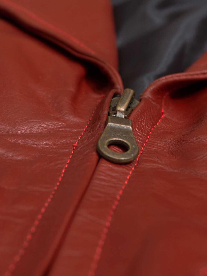 Zip Closure Leather Coat