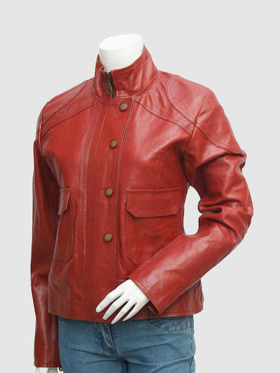 Women's Maroon Leather Jacket