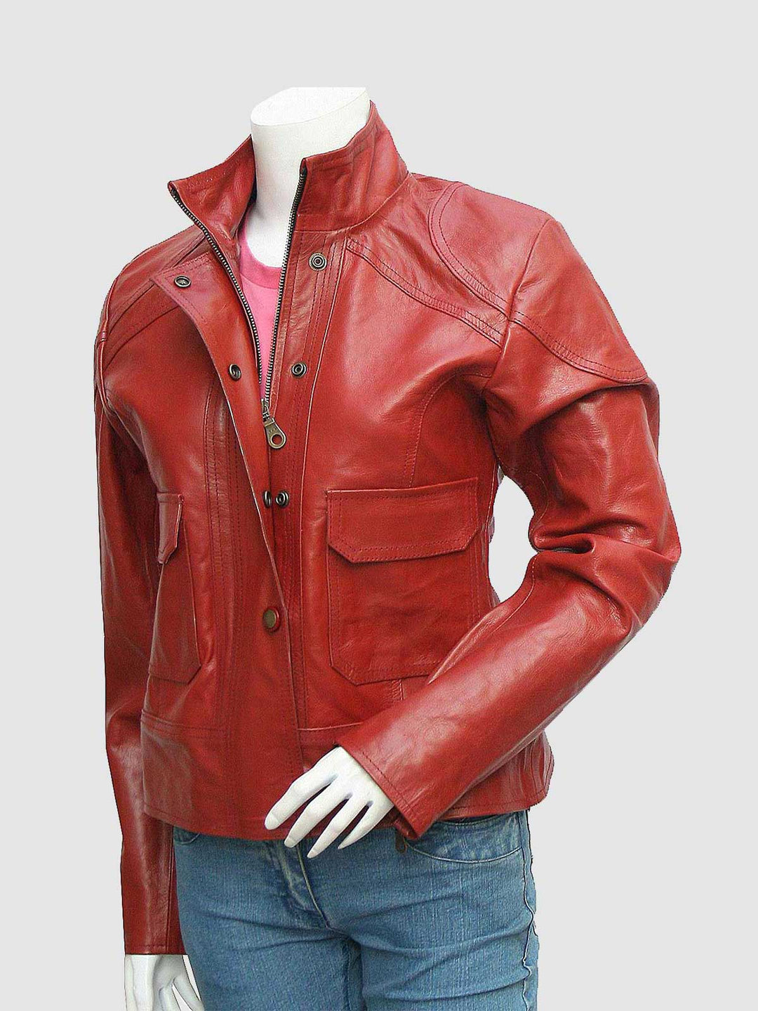 Women Burgundy Leather Jacket