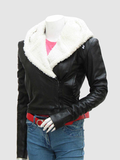 Women's Leather Jacket with Fur