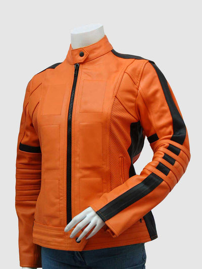 Women's Orange Leather Jacket