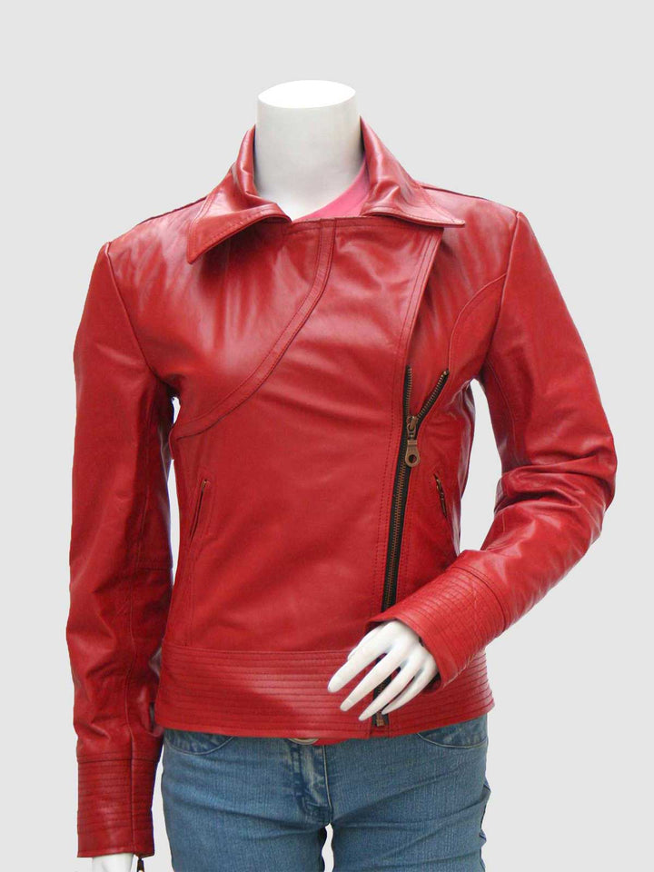 Women Red Leather Jacket