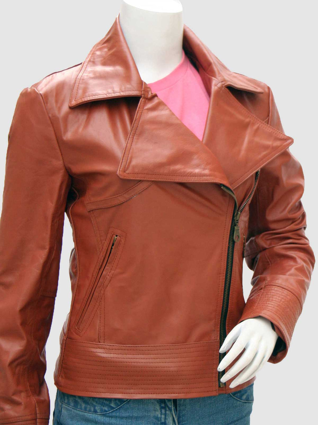 Women Tan Leather Jacket