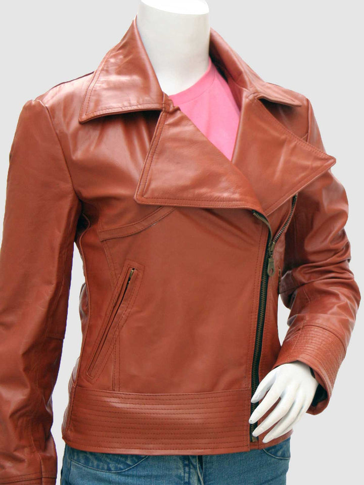 Women Tan Leather Jacket