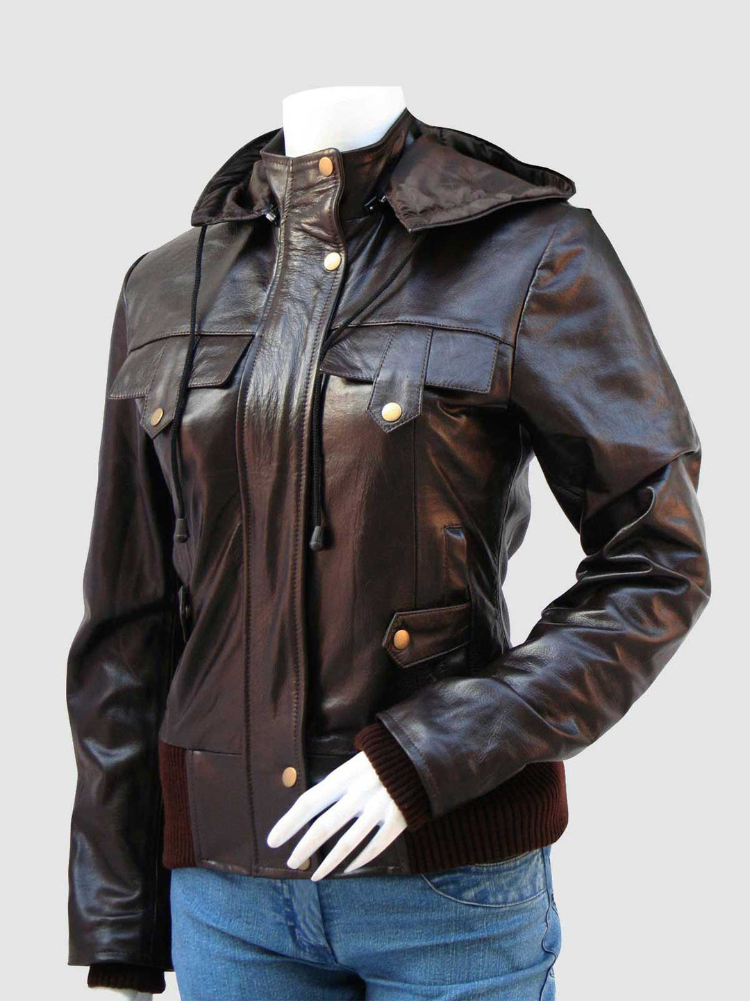 Women Leather Hoodie