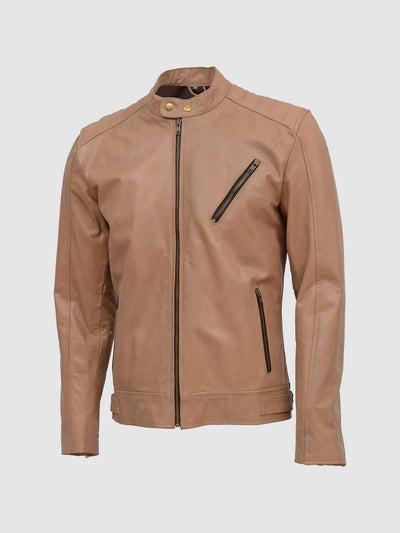 Men's Beige Leather Jacket